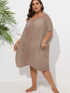 Crochet Trim V - Neck Beach Cover Up Dress - TNT Dress Co.