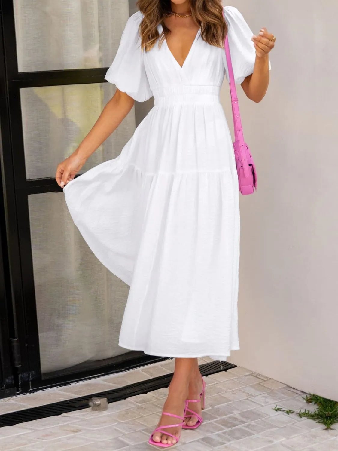 V - Neck Midi Dress - The Nicole - Tayan Dress Co.