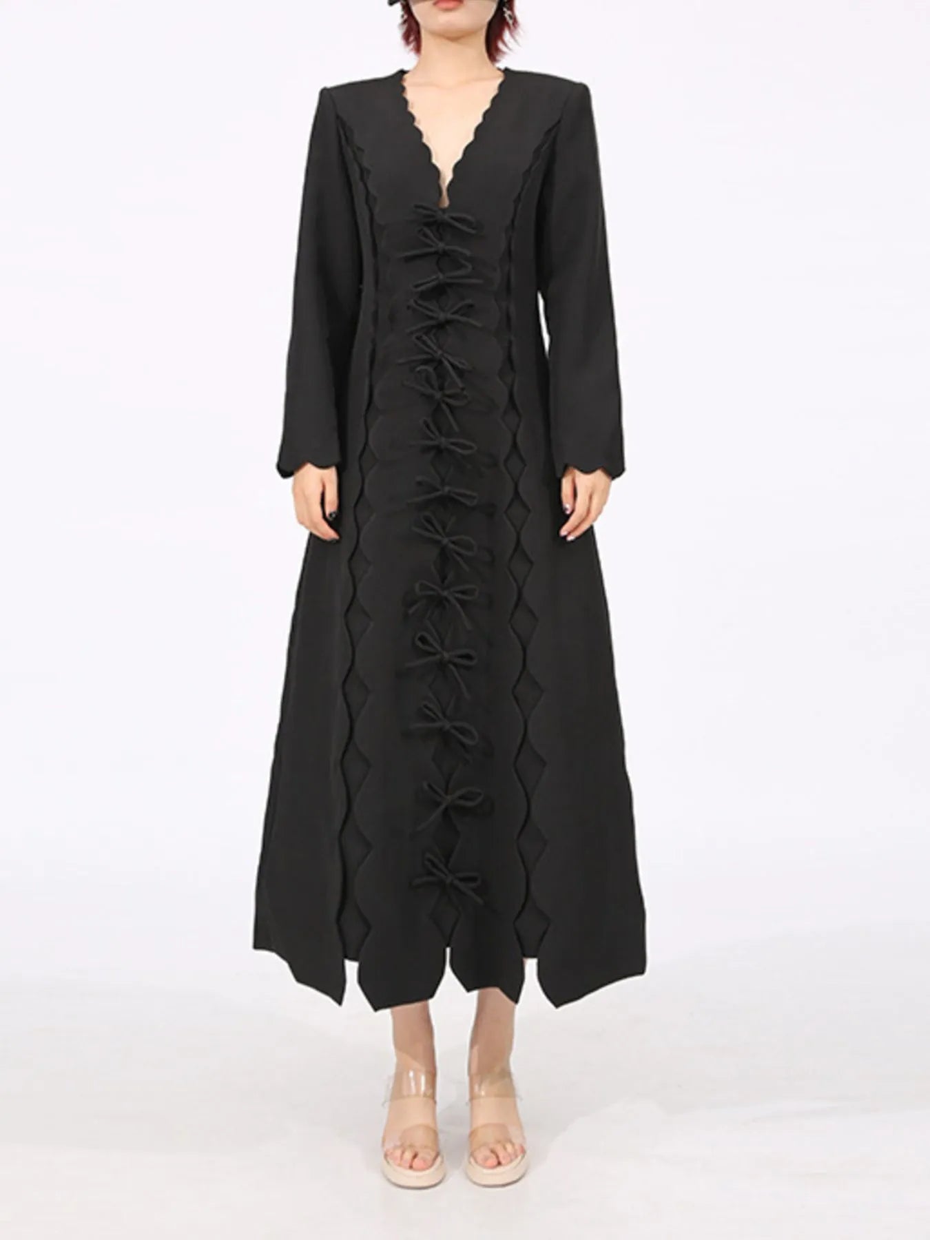 Long Sleeve Front Midi Dress - The Nicole - Tayan Dress Co.