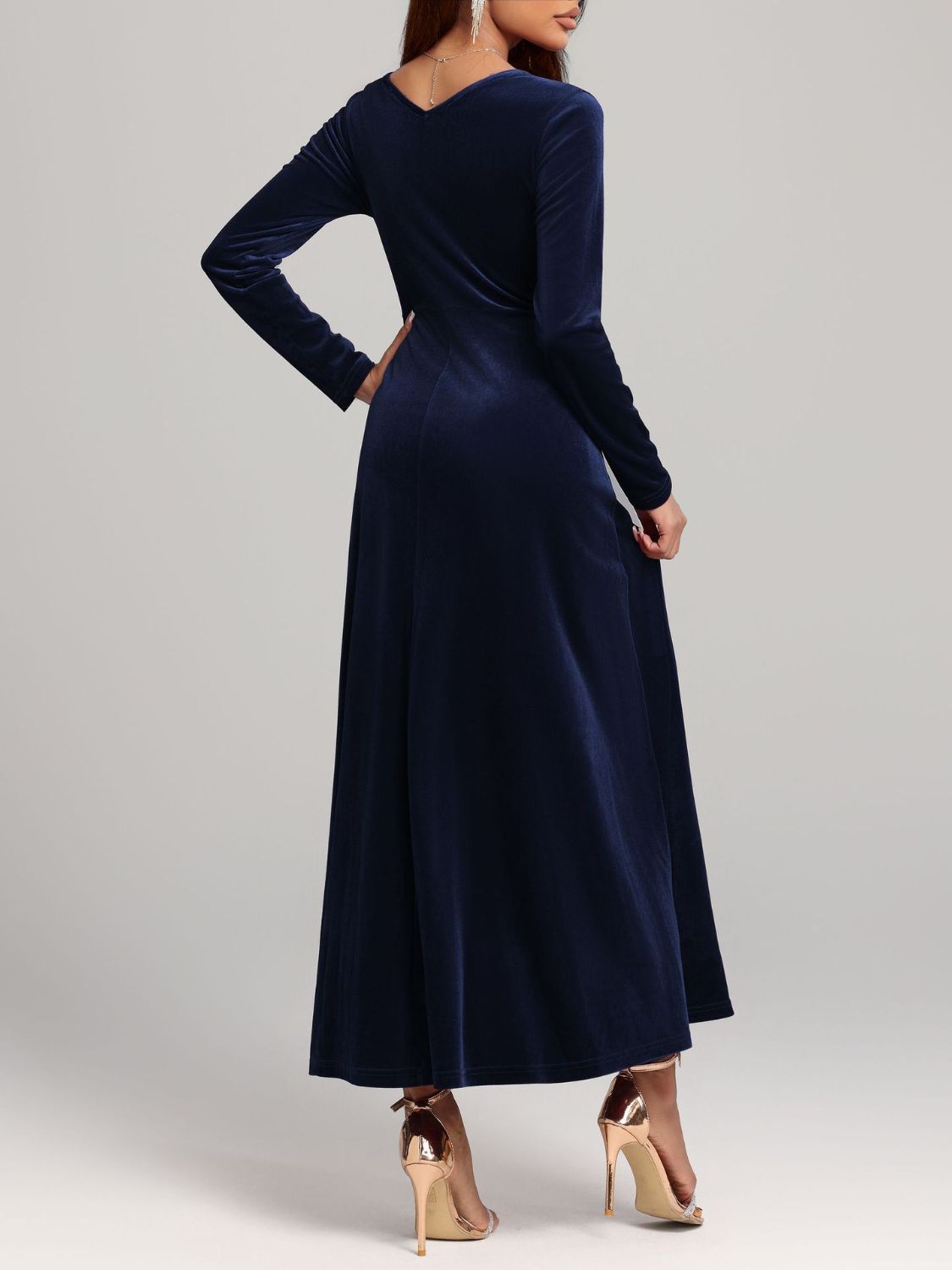 Velvet Square Neck Long Sleeve Dress - TNT Dress Co.