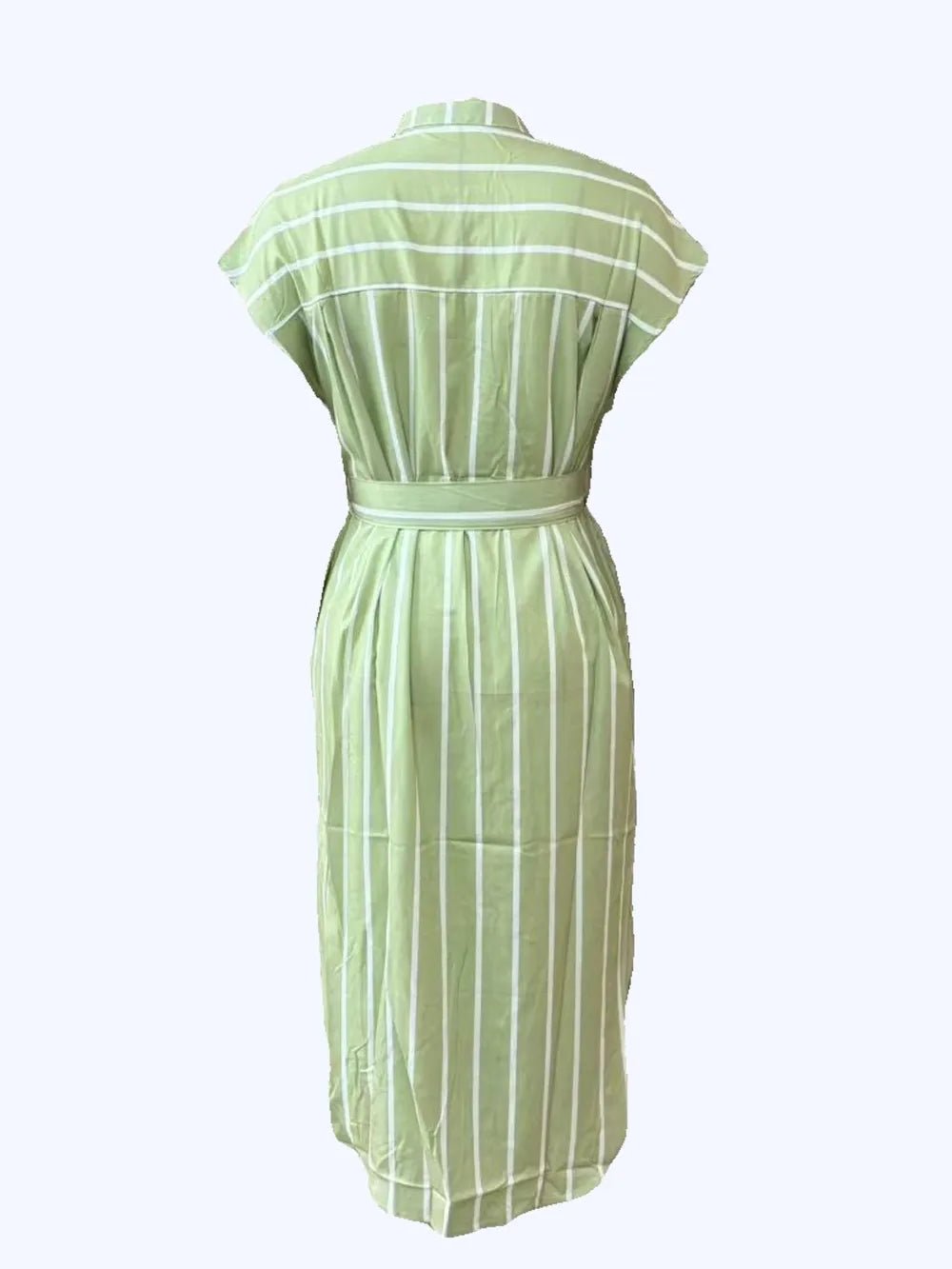 Striped Tie Waist Short Sleeve Dress - TNT Dress Co.