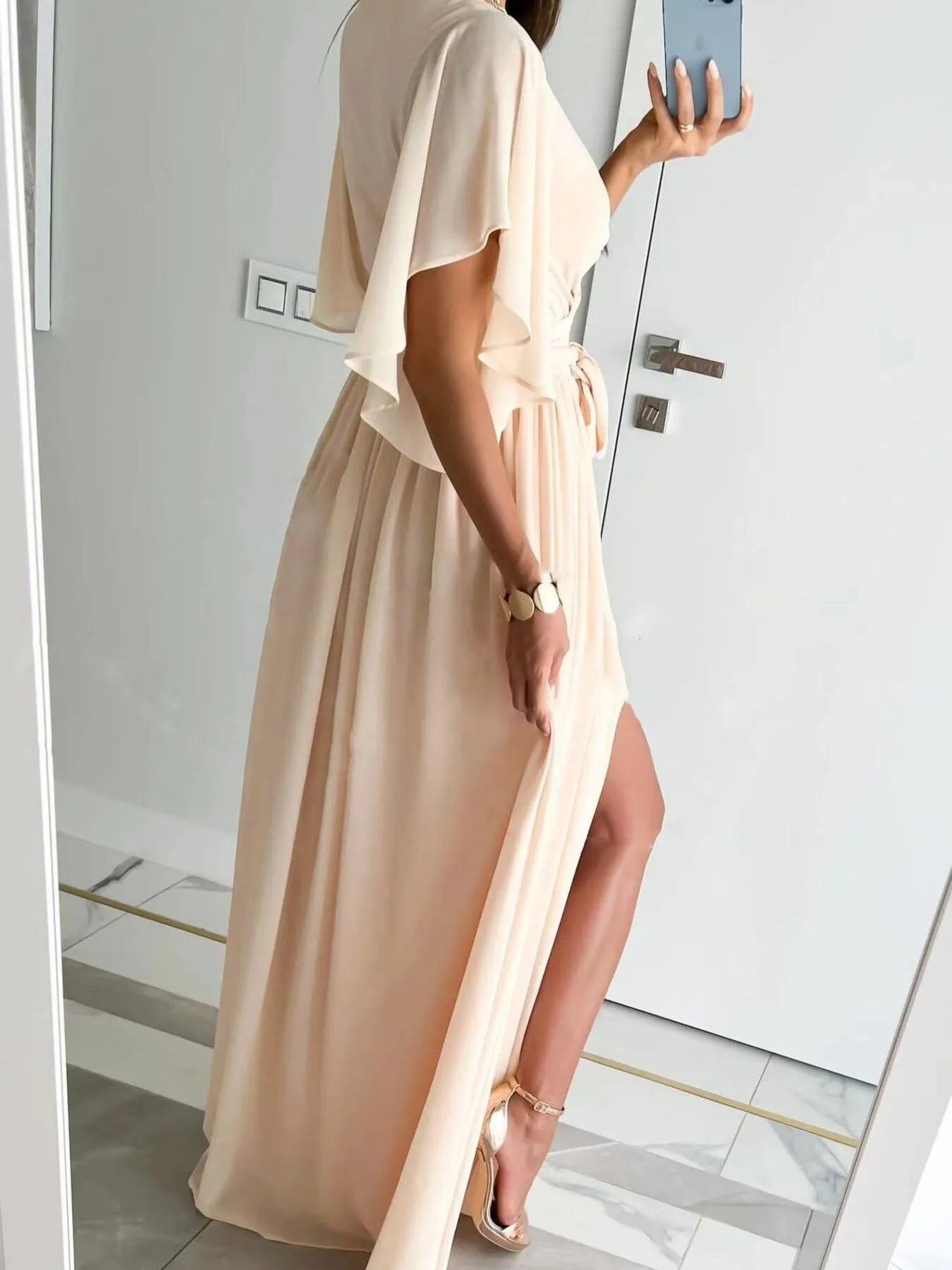 Flutter Sleeve Surplice Tie Waist Dress - TNT Dress Co.