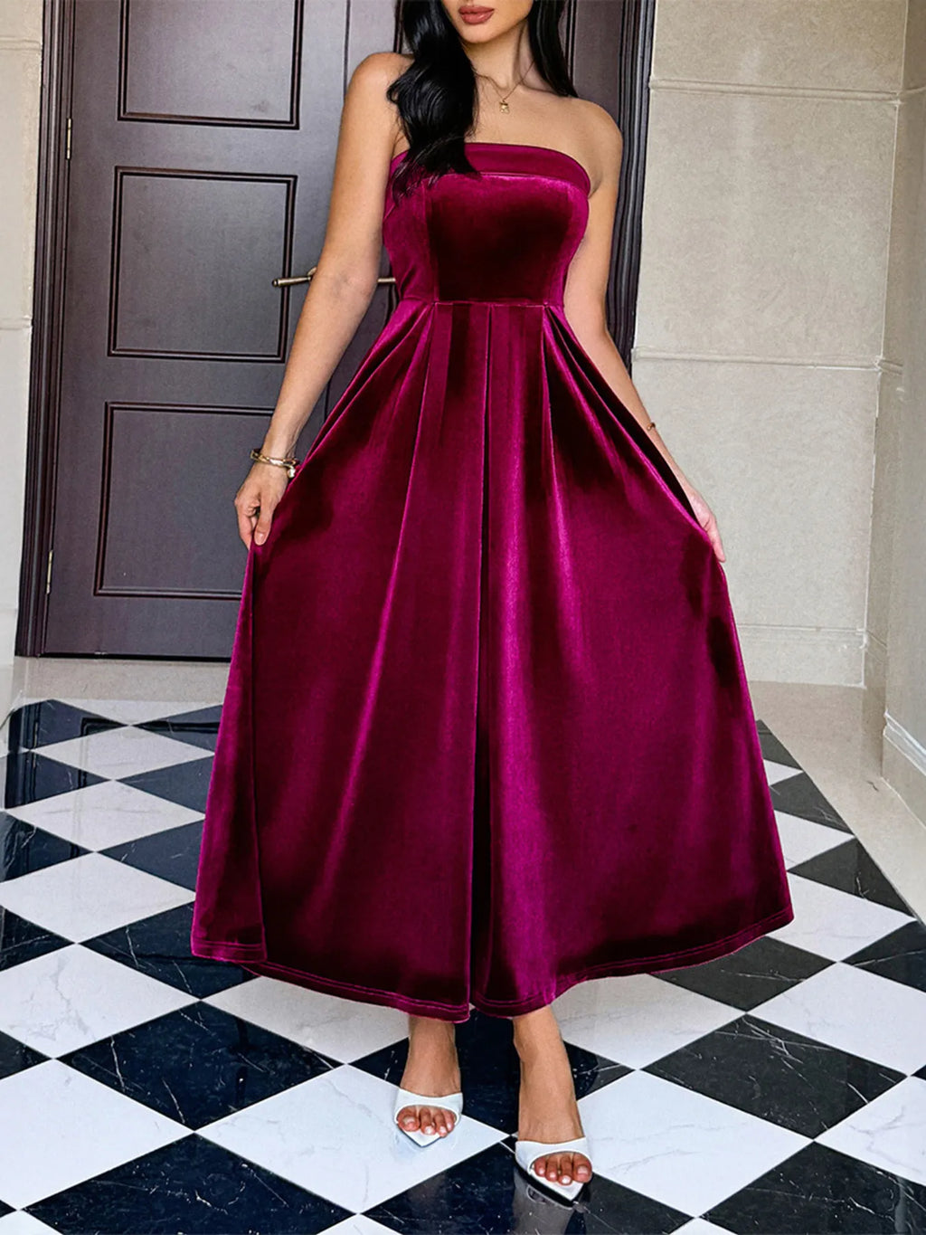 Ruched Midi Dress - The Nicole - Tayan Dress Co.
