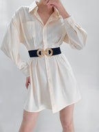 Geometric Buckle Elastic Wide Belt - TNT Dress Co.