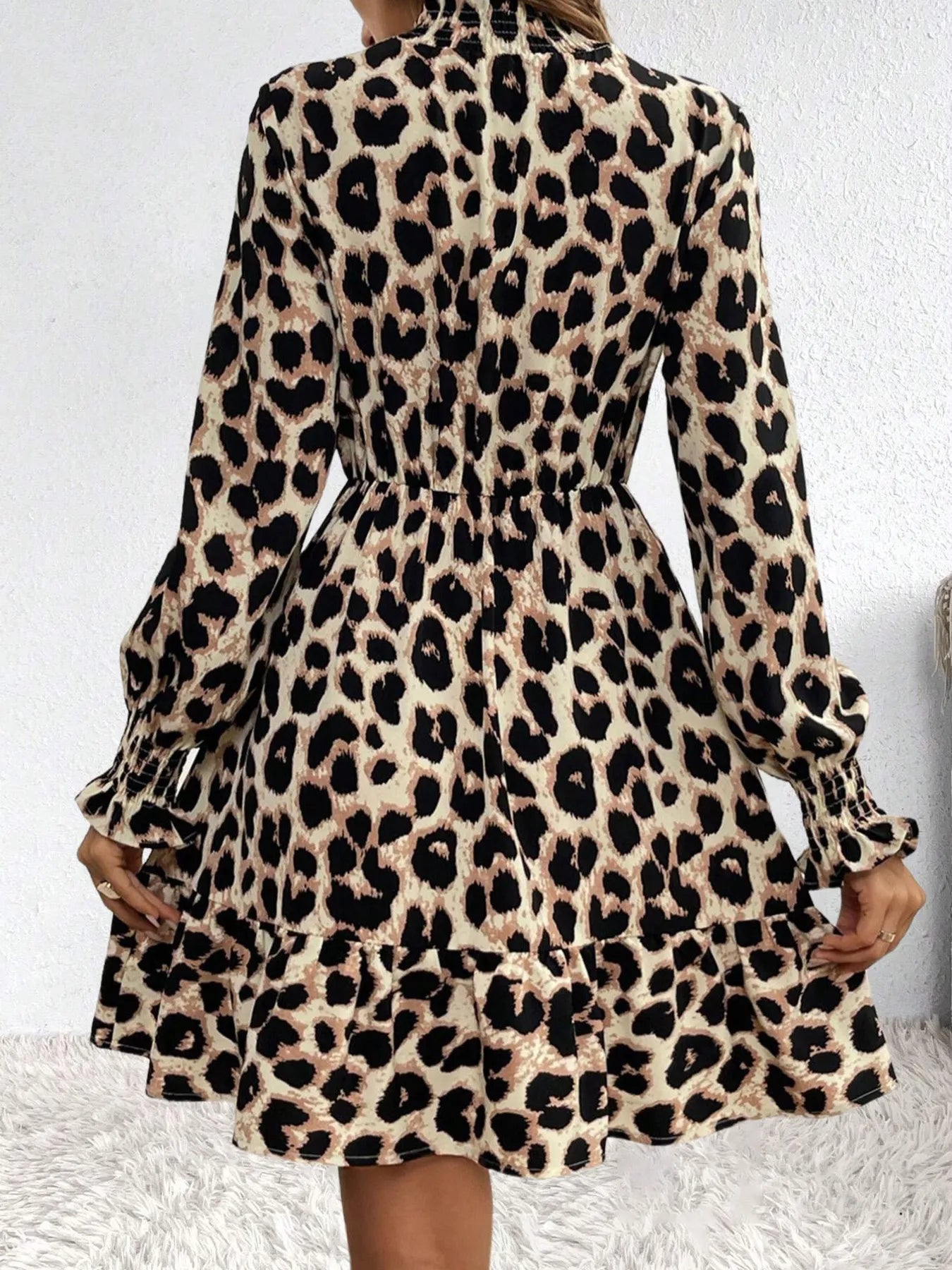 Leopard Print Long Sleeve Dress - The Nicole - Tayan Dress Co.