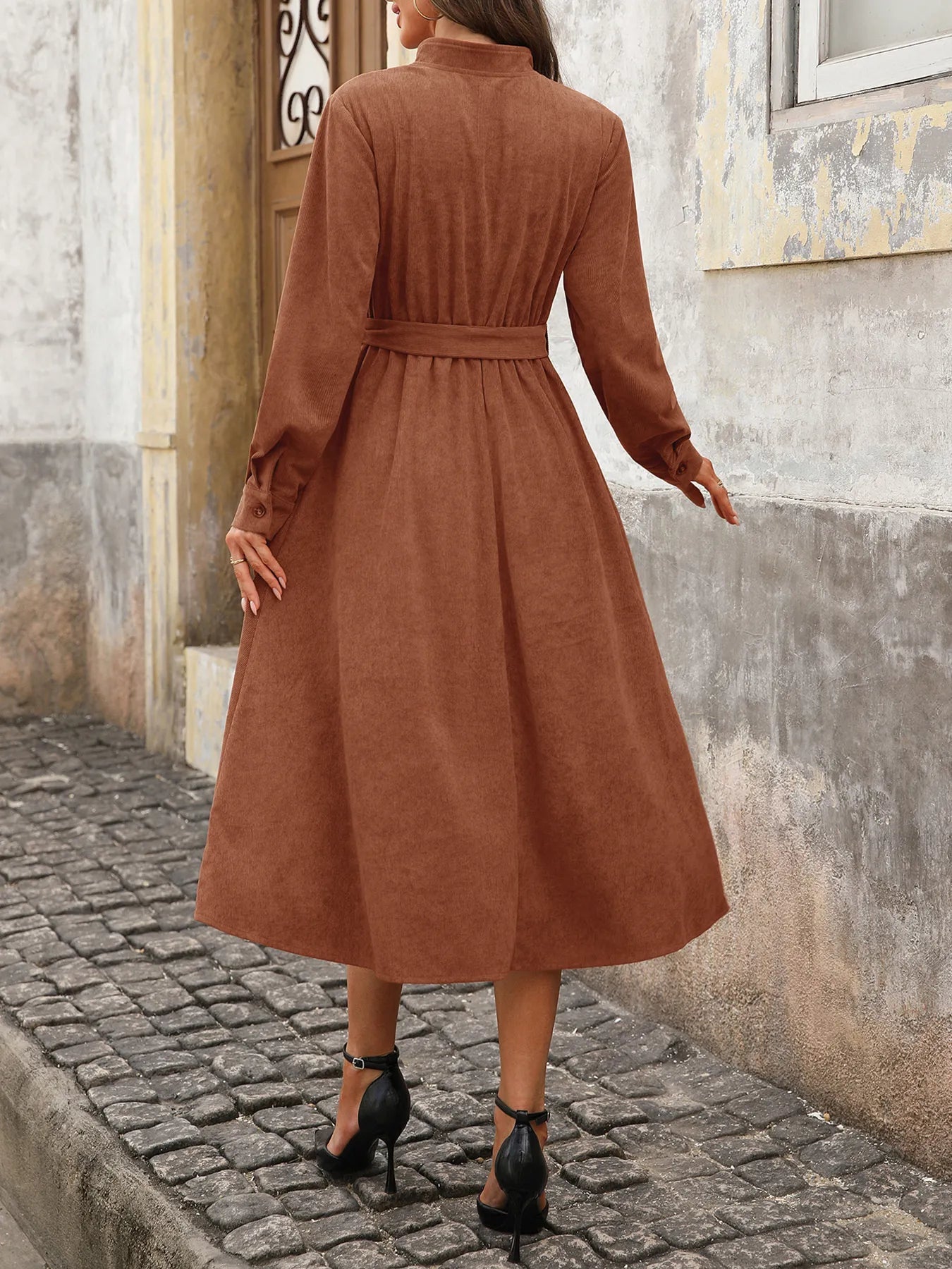 Belted Midi Dress - The Nicole - Tayan Dress Co.