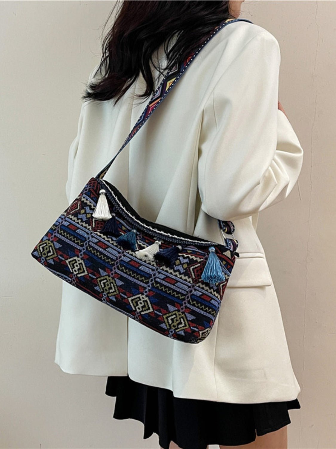 Adjustable Strap Shoulder Bag with Tassel Detail - TNT Dress Co.