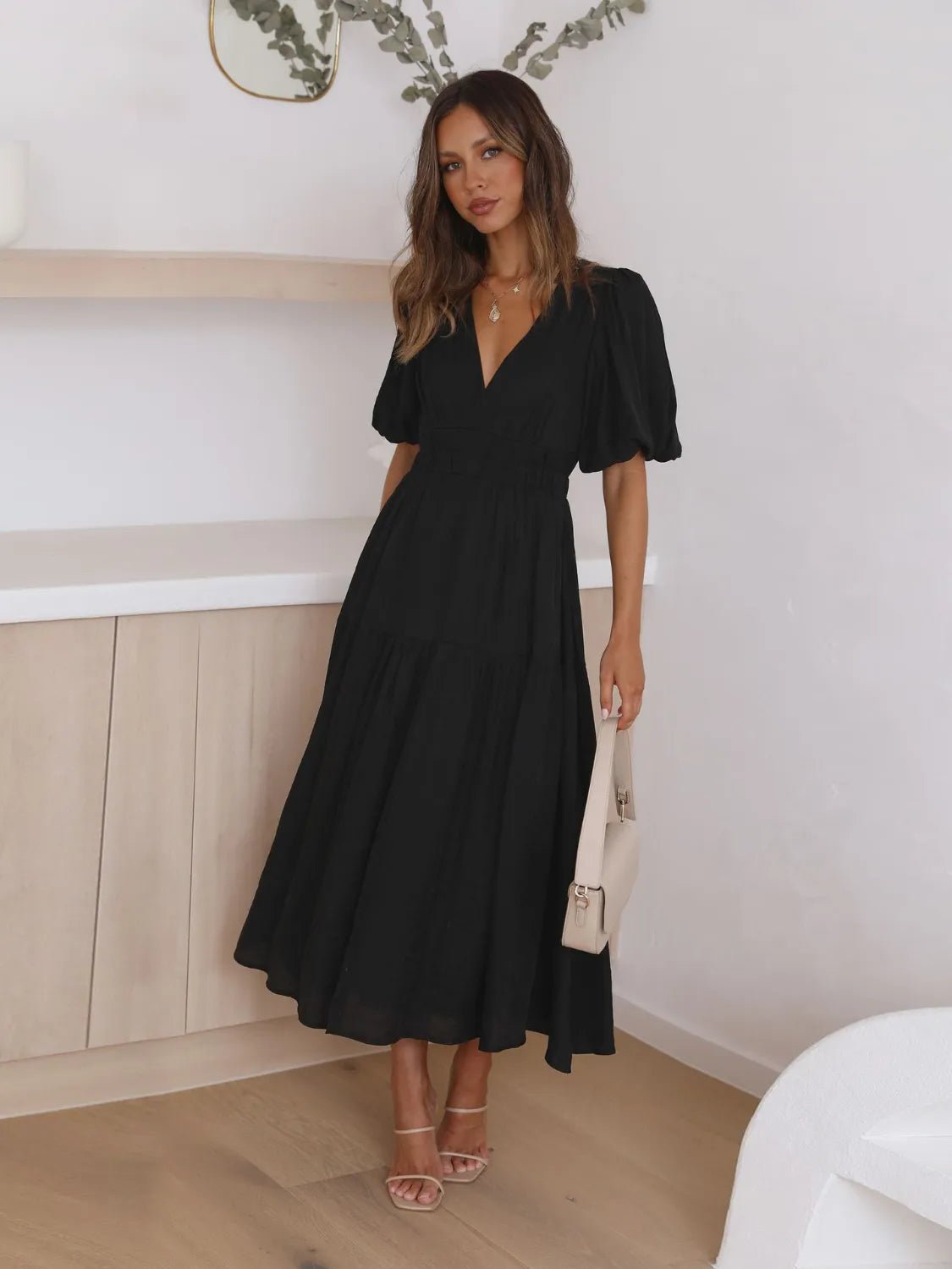 Half Sleeve Midi Dress - The Nicole - Tayan Dress Co.