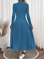 Ribbed Knit Long Sleeve Midi Dress