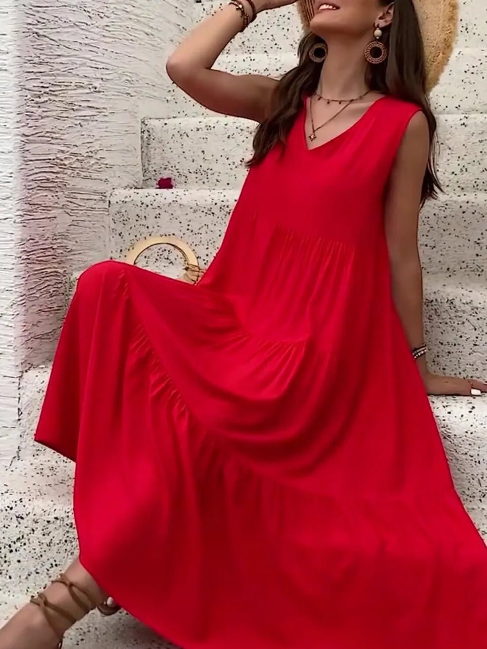 V - Neck Sleeveless Dress - The Nicole - Tayan Dress Co.