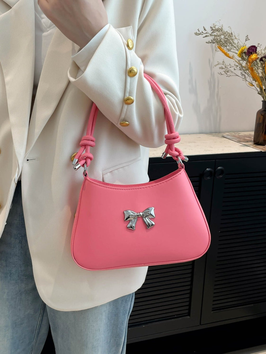 Bow - Detail PU Leather Knotted Strap Handbag - TNT Dress Co.