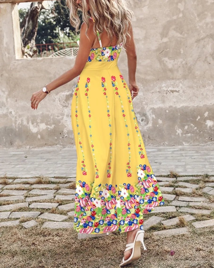 Feather Print Spaghetti Strap Split Dress - TNT Dress Co.