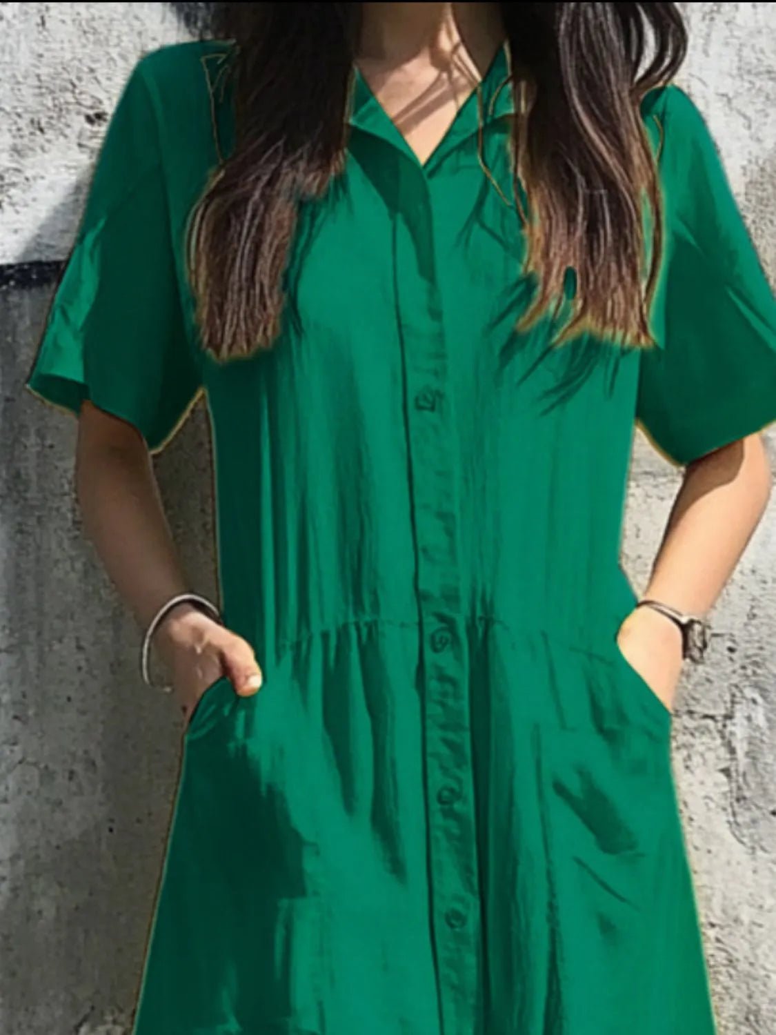 Button Front Short Sleeve Midi Dress - TNT Dress Co.