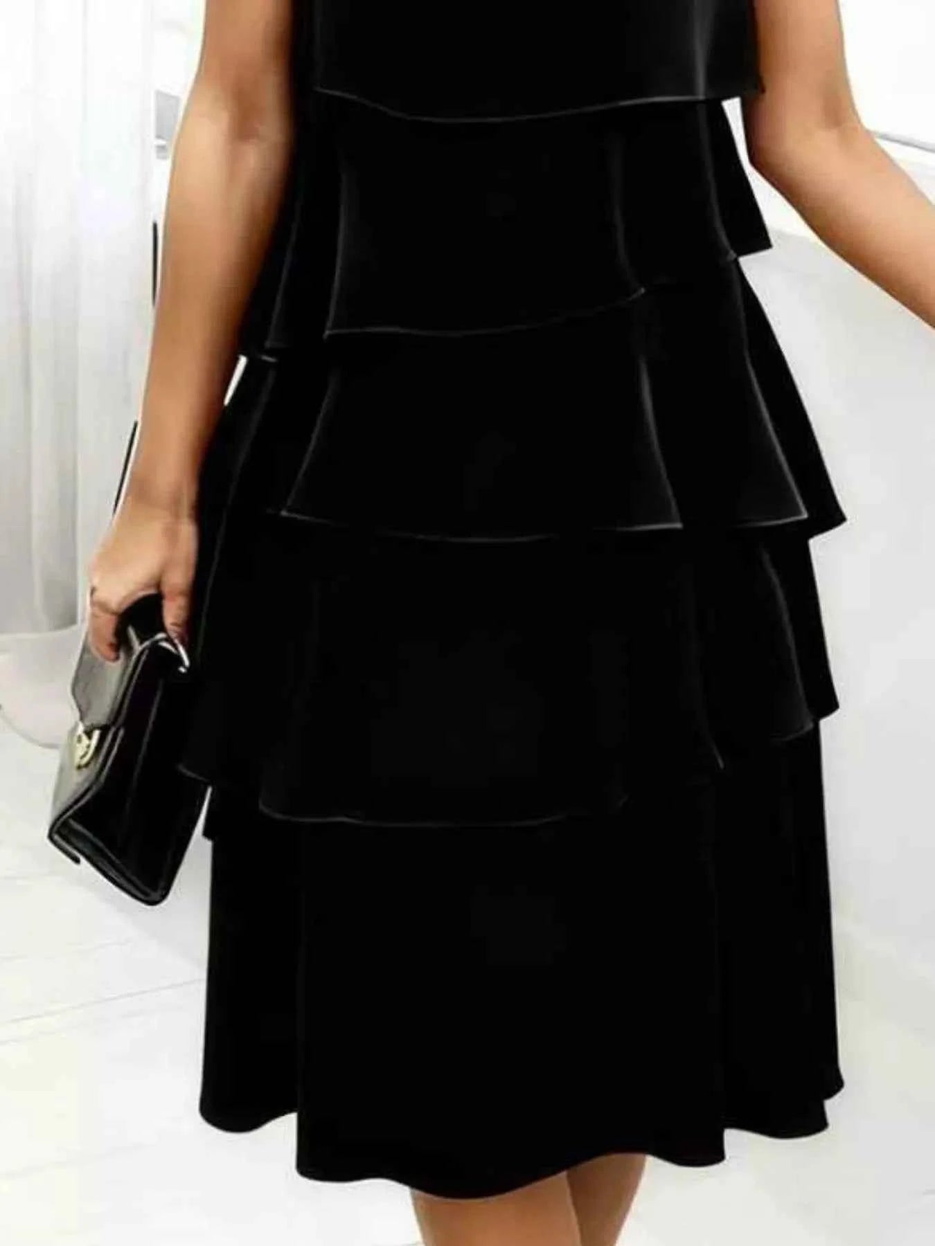 Ruffled Layered Petal Sleeve Dress