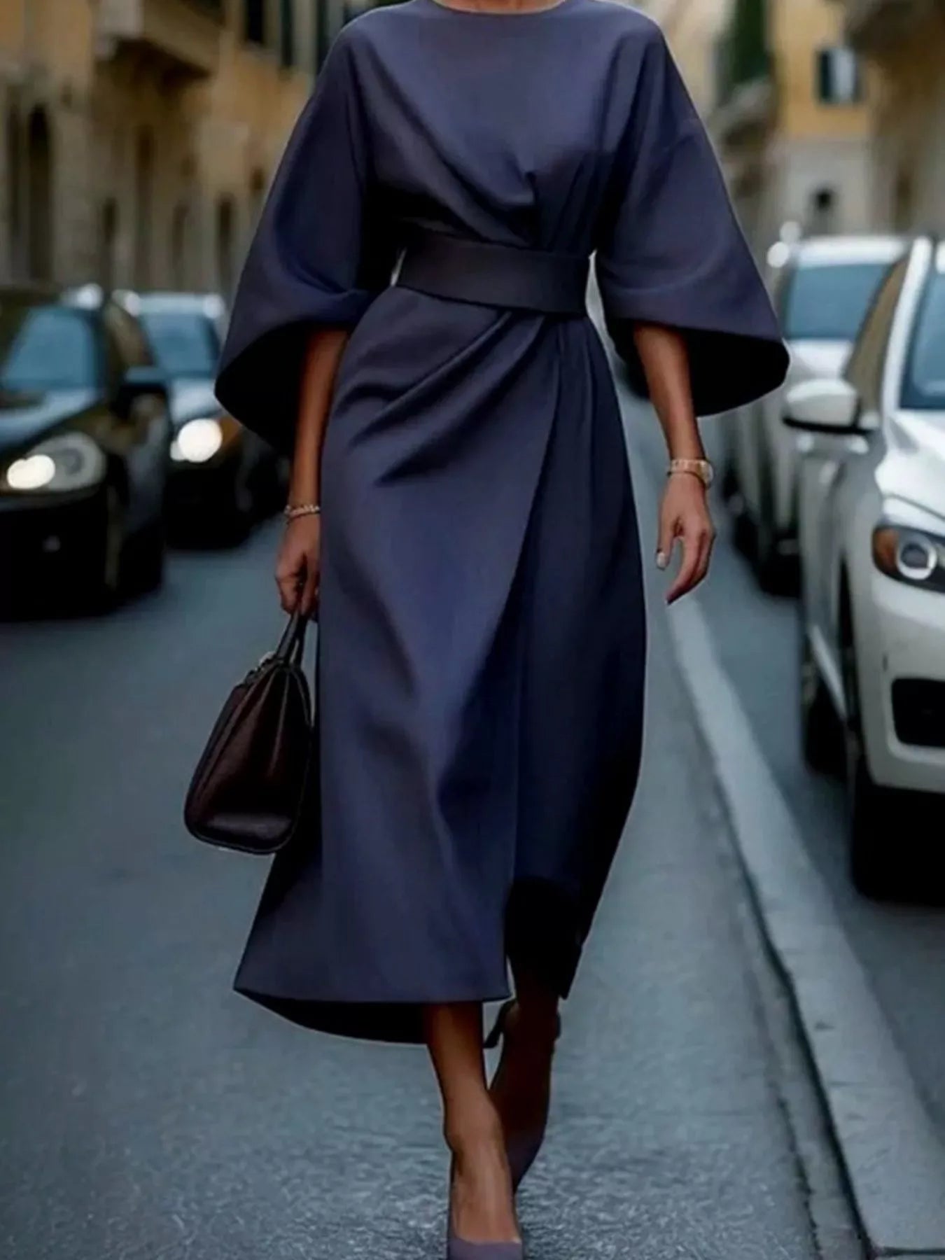 Round Neck Sleeve Dress - The Nicole - Tayan Dress Co.