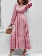 Smocked Waist Polka Dot Long Sleeve Maxi Dress - The Nicole - Tayan Dress Co.