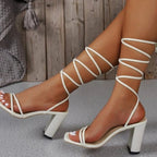 Lace - Up Heel Sandals - The Nicole - Tayan Dress Co.