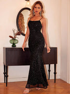 Sparkling Square Neck Sequin Maxi Dress - TNT Dress Co.