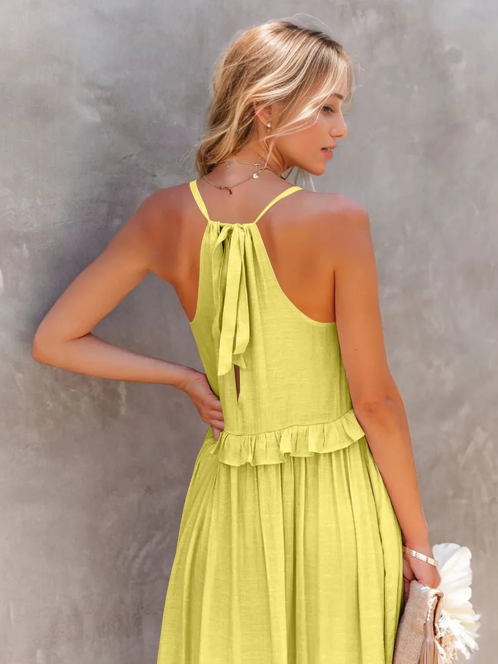 Ruffled Sleeveless Tiered Maxi Dress with Pockets - TNT Dress Co.