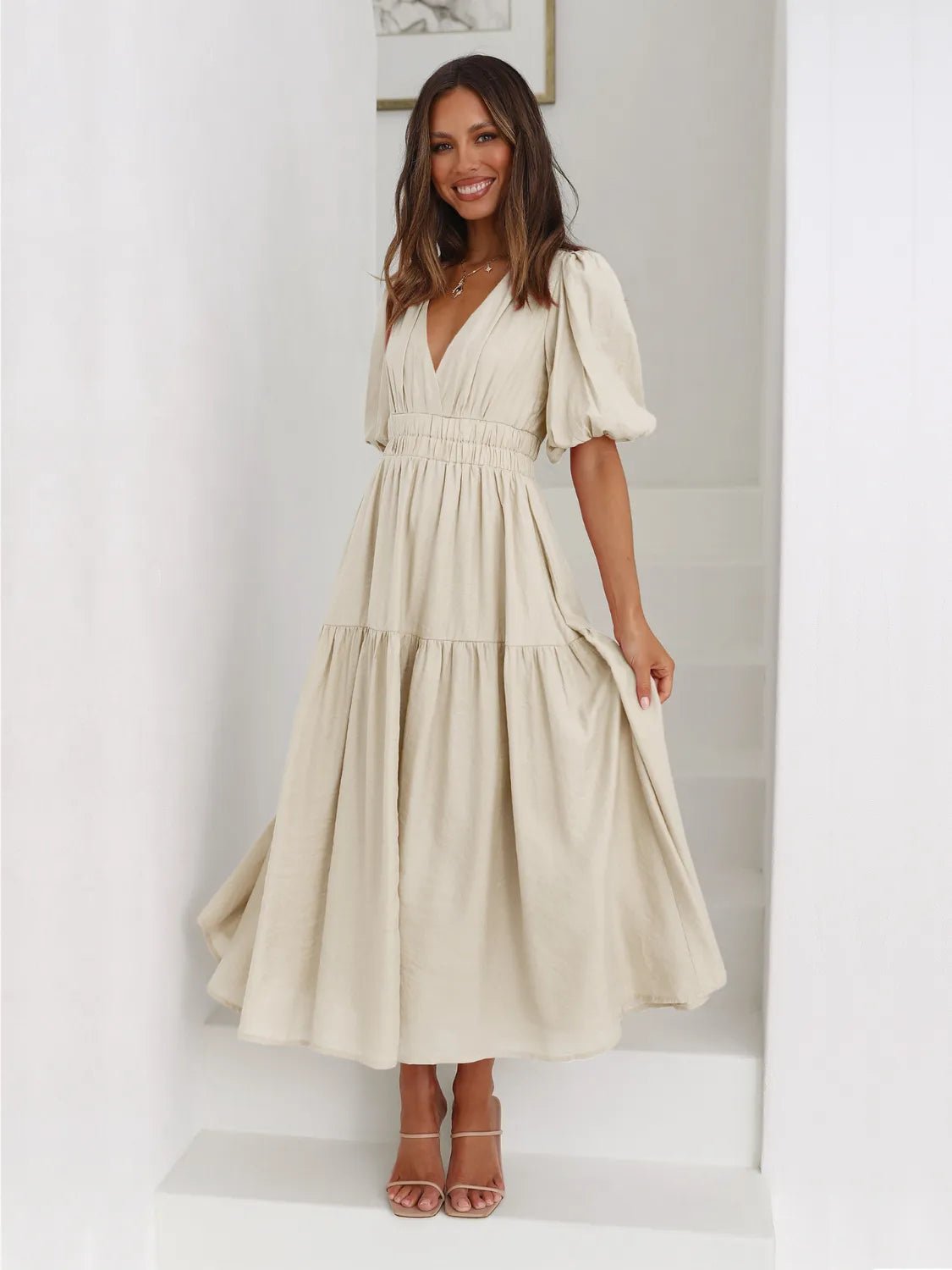 Half Sleeve Midi Dress - The Nicole - Tayan Dress Co.