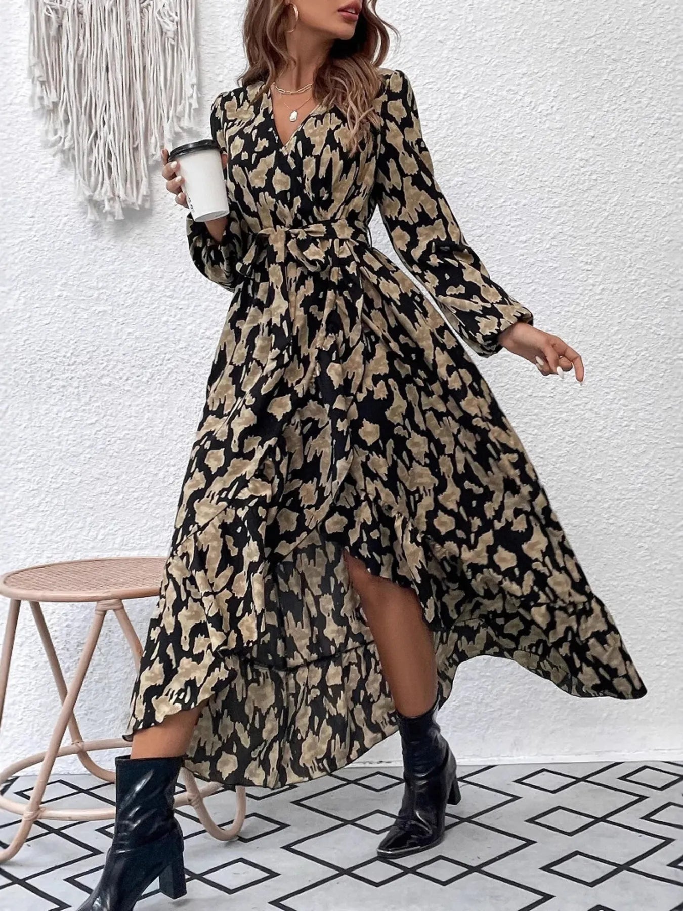Leopard Sleeve Dress - The Nicole - Tayan Dress Co.