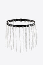 Fringed PU Leather Belt with Chain - TNT Dress Co.