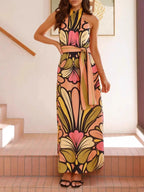 Printed Halter Neck Maxi Cami Dress - TNT Dress Co.