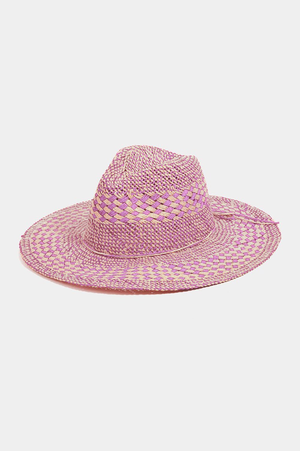 Checkered Woven Straw Sun Hat - TNT Dress Co.