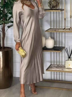 V-Neck Long Sleeve Dress