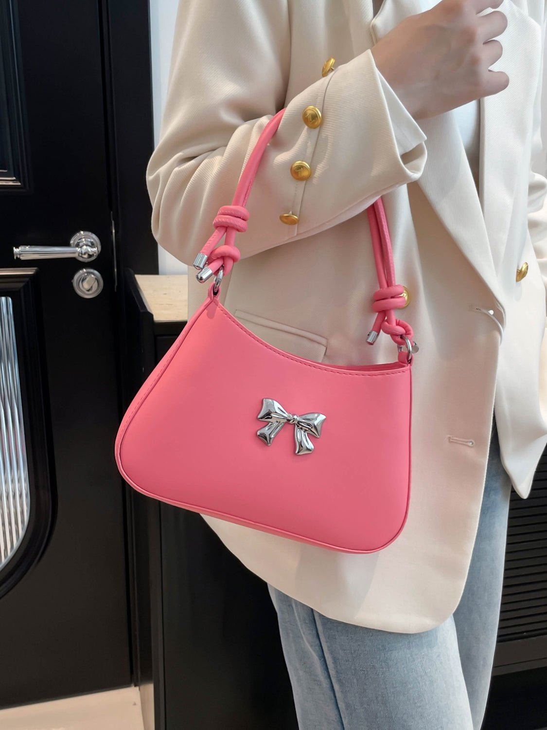 Bow - Detail PU Leather Knotted Strap Handbag - TNT Dress Co.