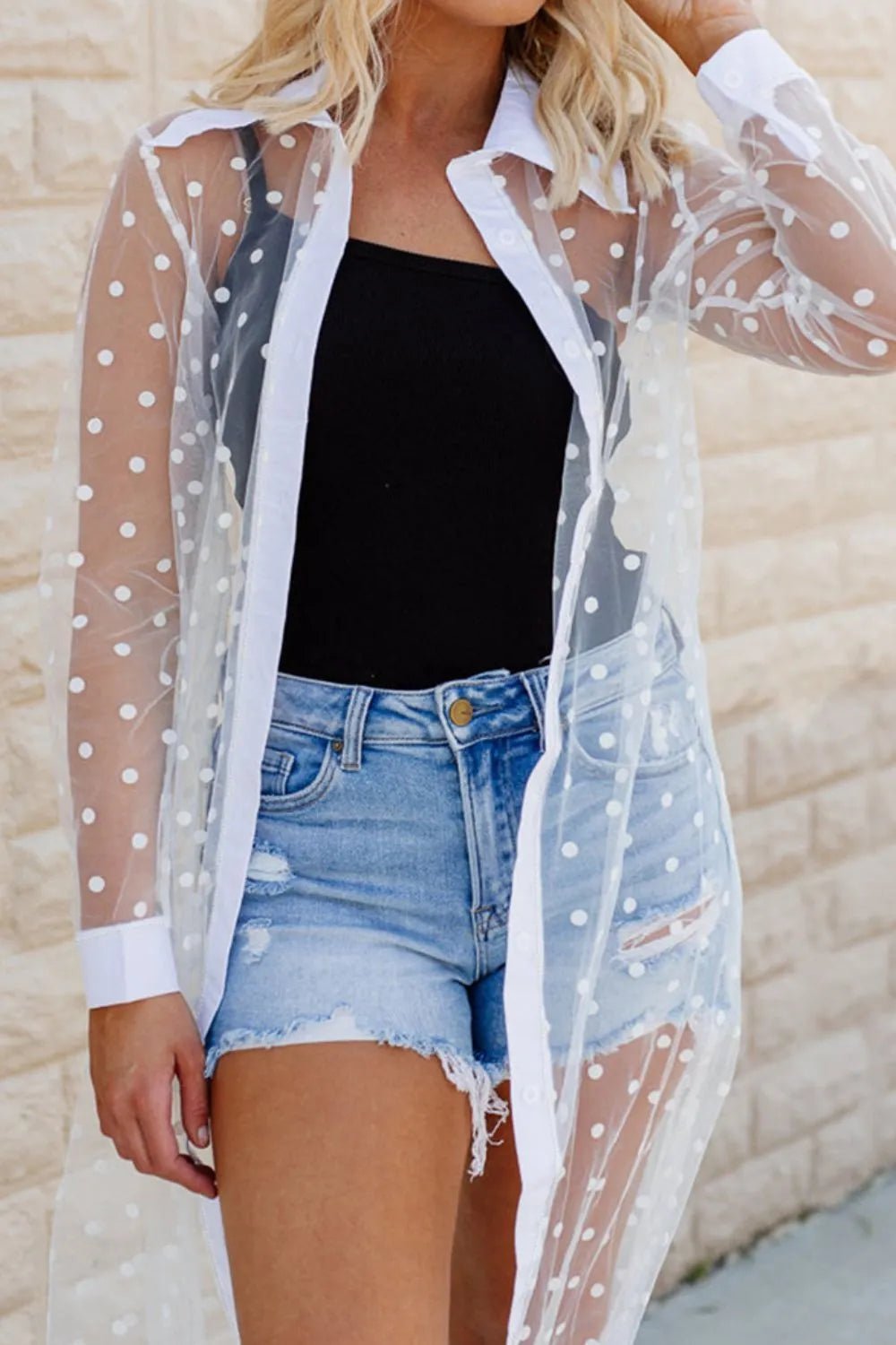 Polka Dot Long Sleeve Cover Up - TNT Dress Co.