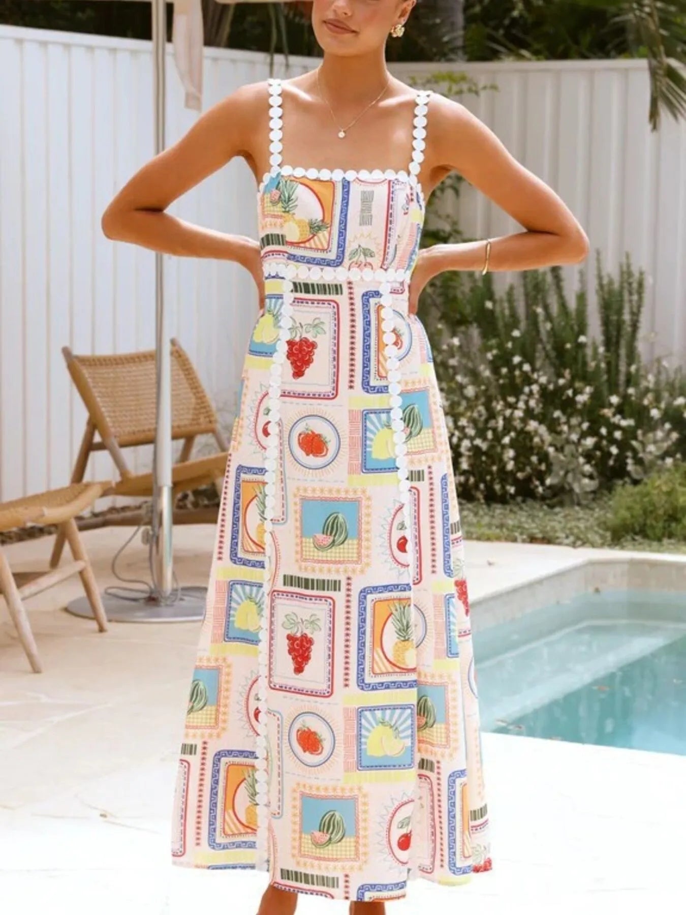 Printed Square Neck Maxi Cami Dress - TNT Dress Co.
