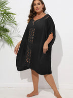 Crochet Trim V - Neck Beach Cover Up Dress - TNT Dress Co.