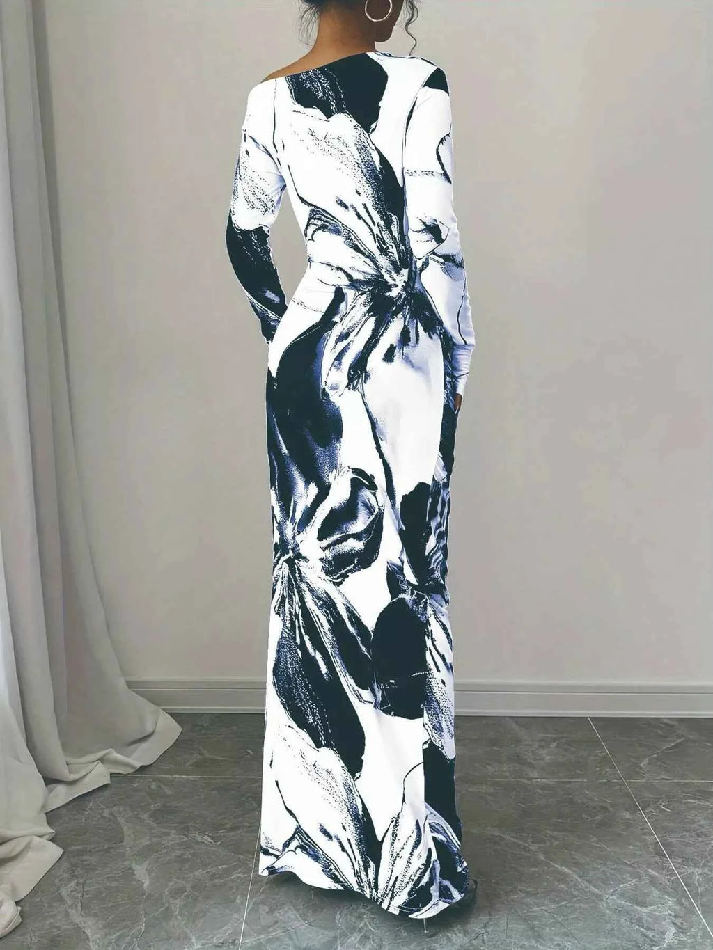 One Shoulder Long Sleeve Dress