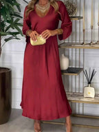 V-Neck Long Sleeve Dress