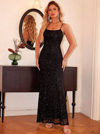Sparkling Square Neck Sequin Maxi Dress - TNT Dress Co.