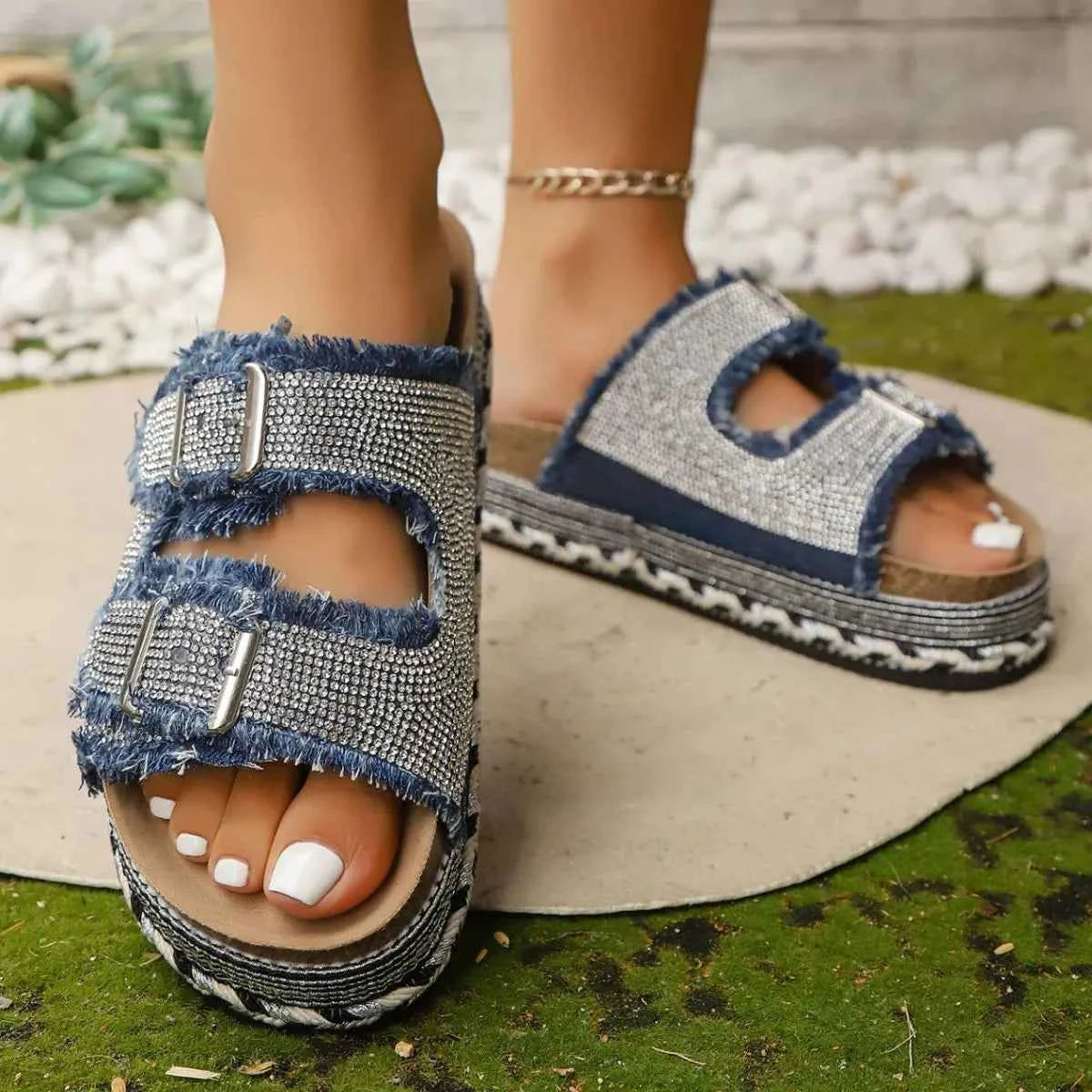 Rhinestone Platform Sandals