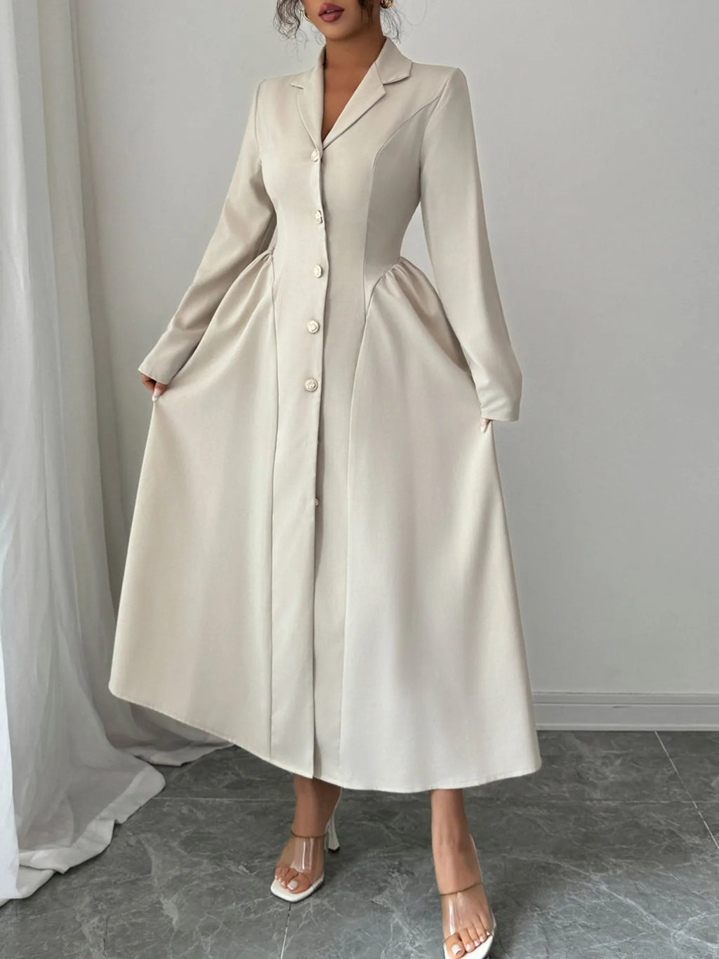 Button Down Long Sleeve Dress - The Nicole - Tayan Dress Co.