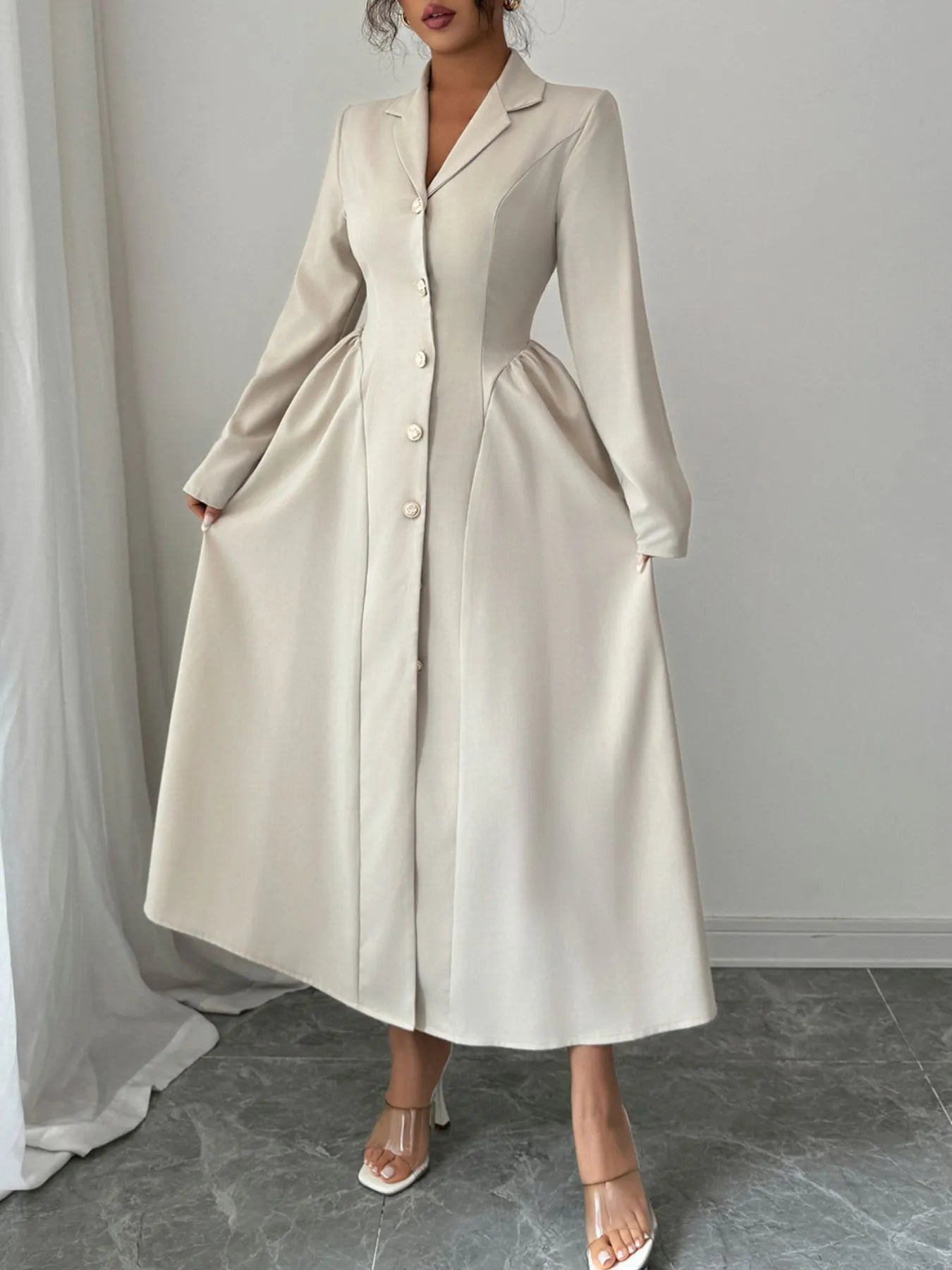 Button Down Long Sleeve Dress - The Nicole - Tayan Dress Co.