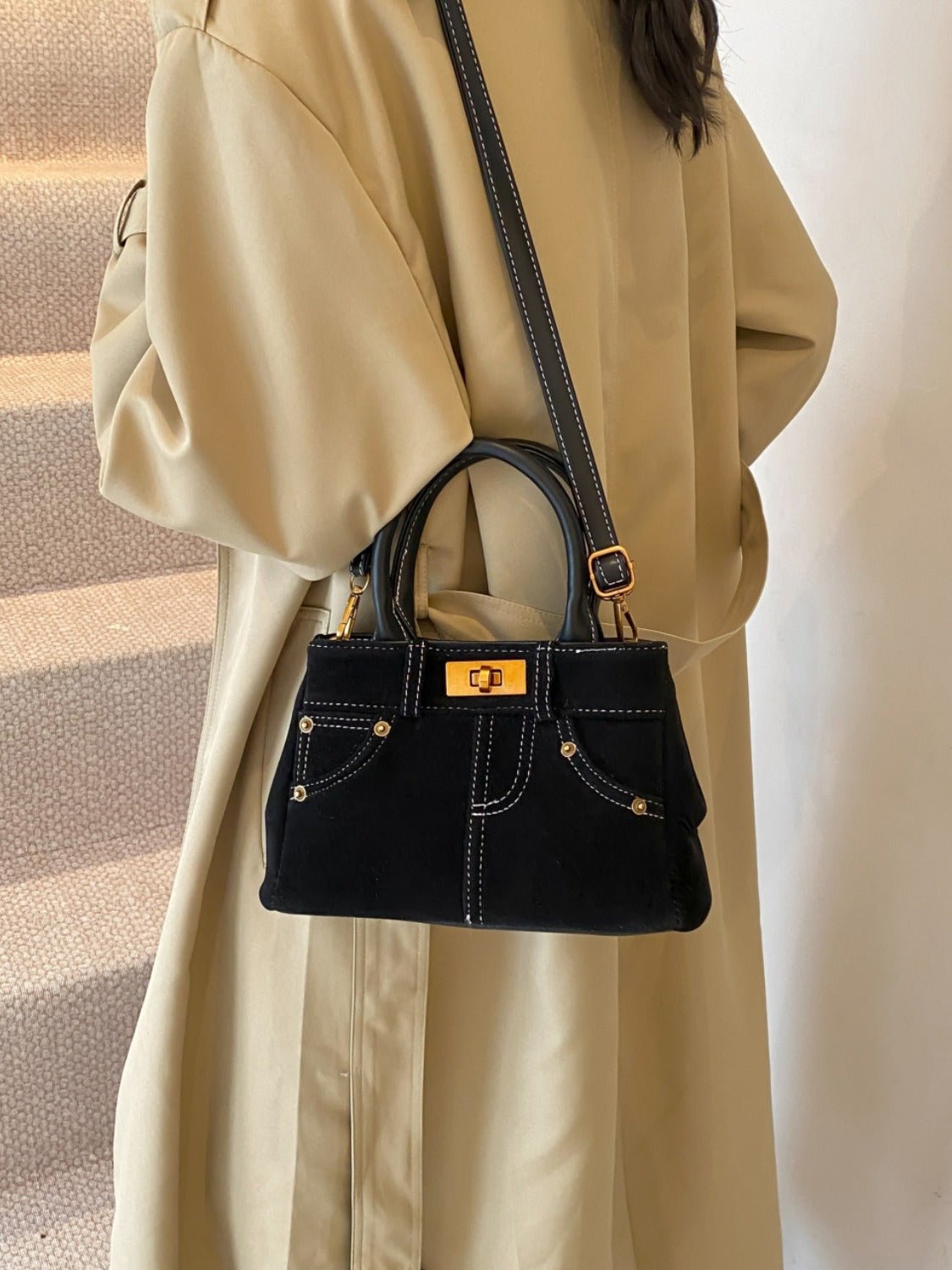Suede Dual - Use Adjustable Strap Handbag - TNT Dress Co.