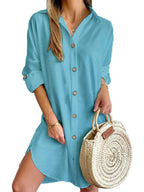 Button Down Long Sleeve Shirt Dress - TNT Dress Co.