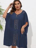Crochet Trim V - Neck Beach Cover Up Dress - TNT Dress Co.