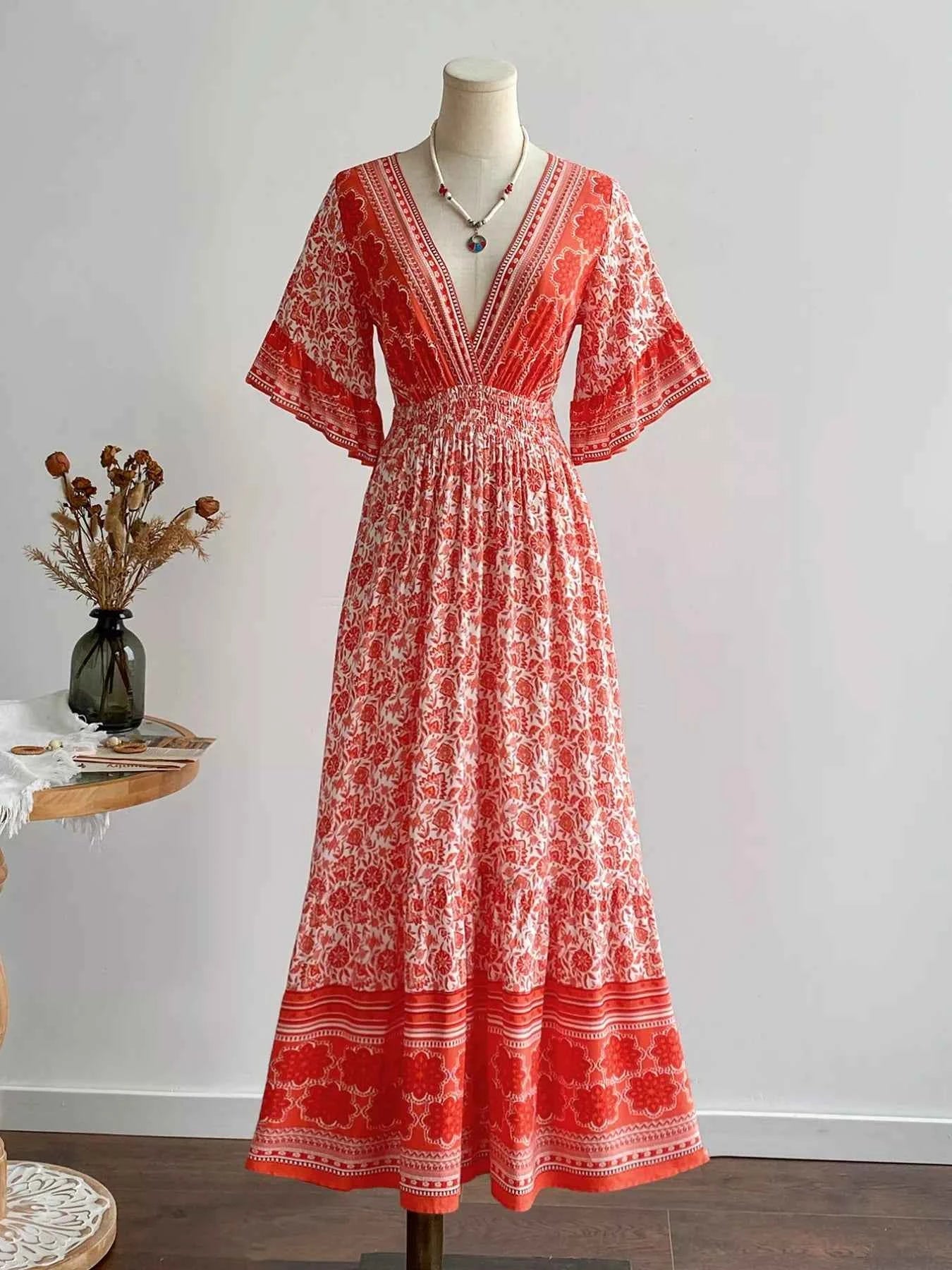 V-Neck Long Sleeve Dress