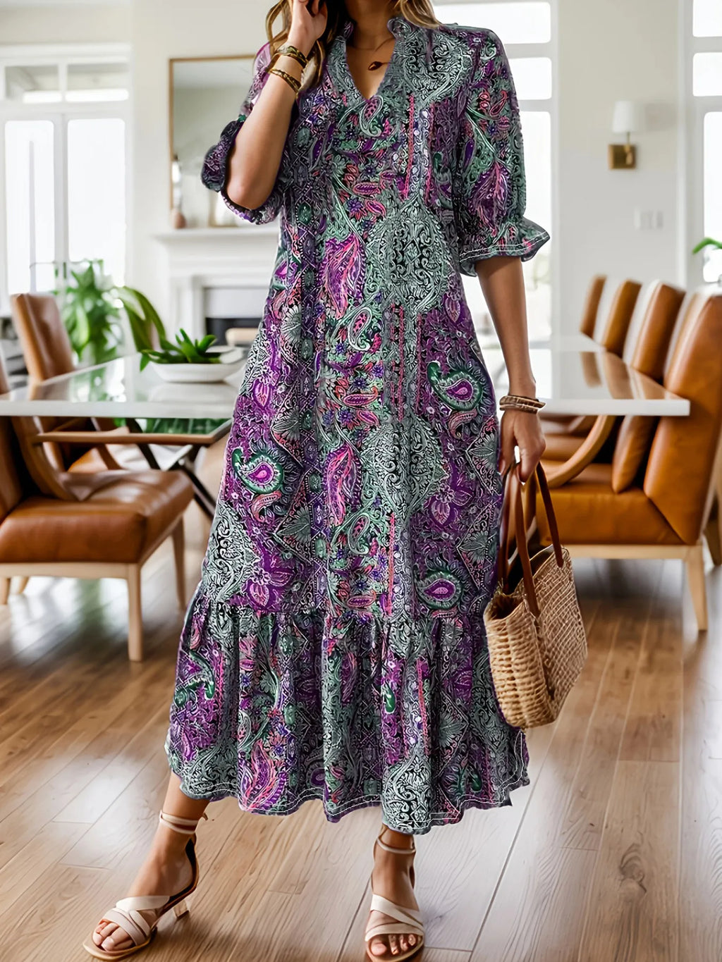 Ruffle Hem Midi Dress - The Nicole - Tayan Dress Co.