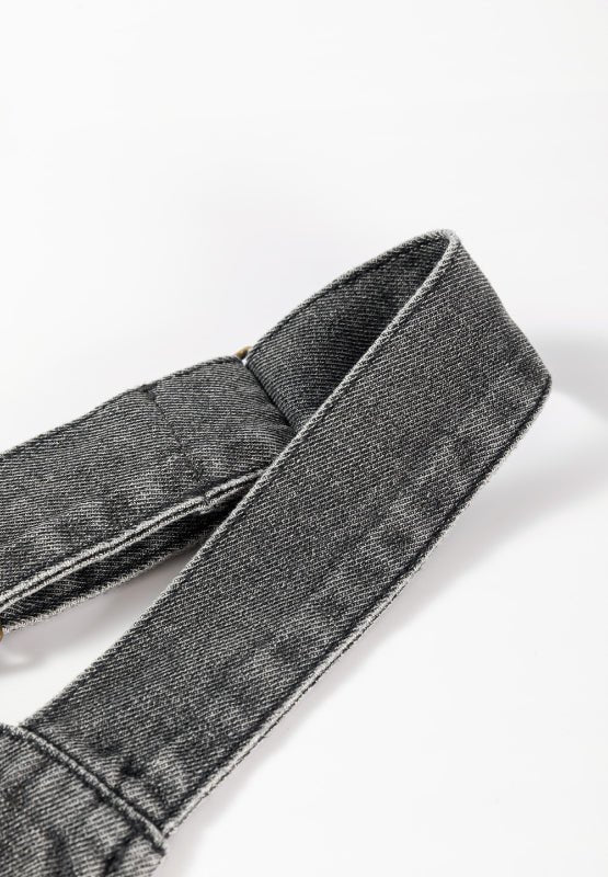 Wide Strap Button Down Denim Overall Dress - TNT Dress Co.