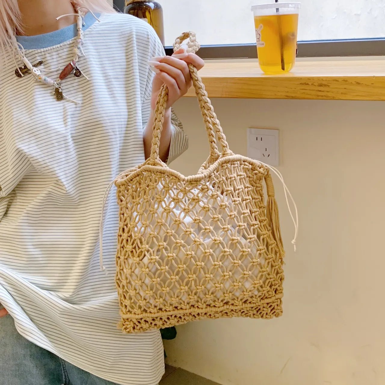 Tassel Woven Handbag - The Nicole - Tayan Dress Co.
