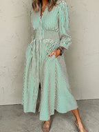 V Neck Midi Dress - The Nicole - Tayan Dress Co.