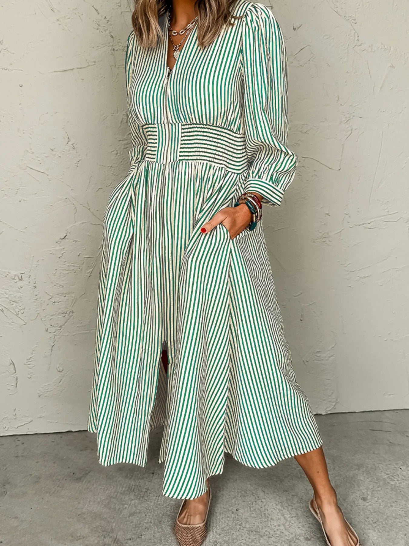 V Neck Midi Dress - The Nicole - Tayan Dress Co.