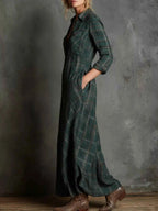 Full Size Plaid Button-Down Maxi Dress Plus Size