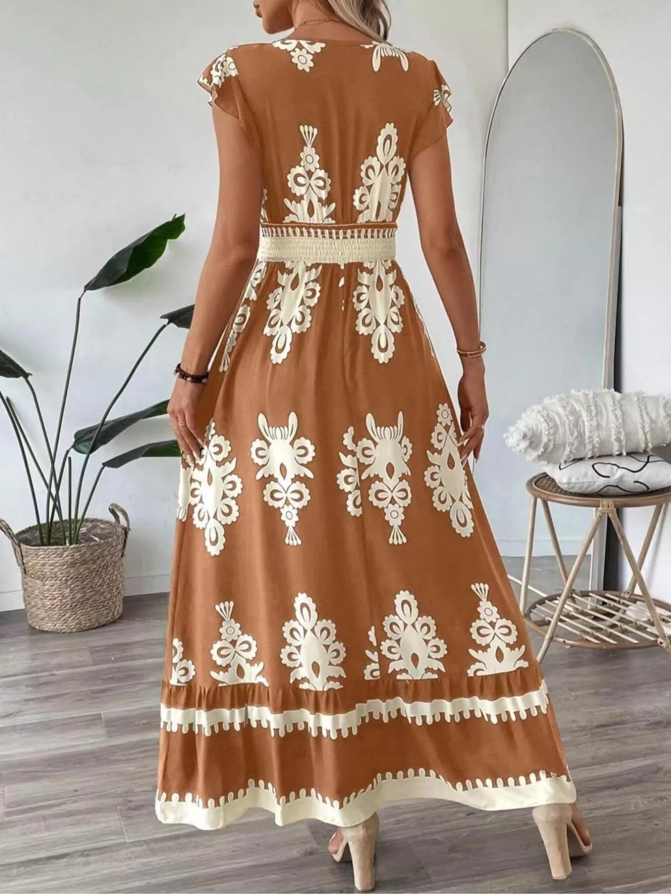 V - Neck Ruffled Sleeve Dress - The Nicole - Tayan Dress Co.